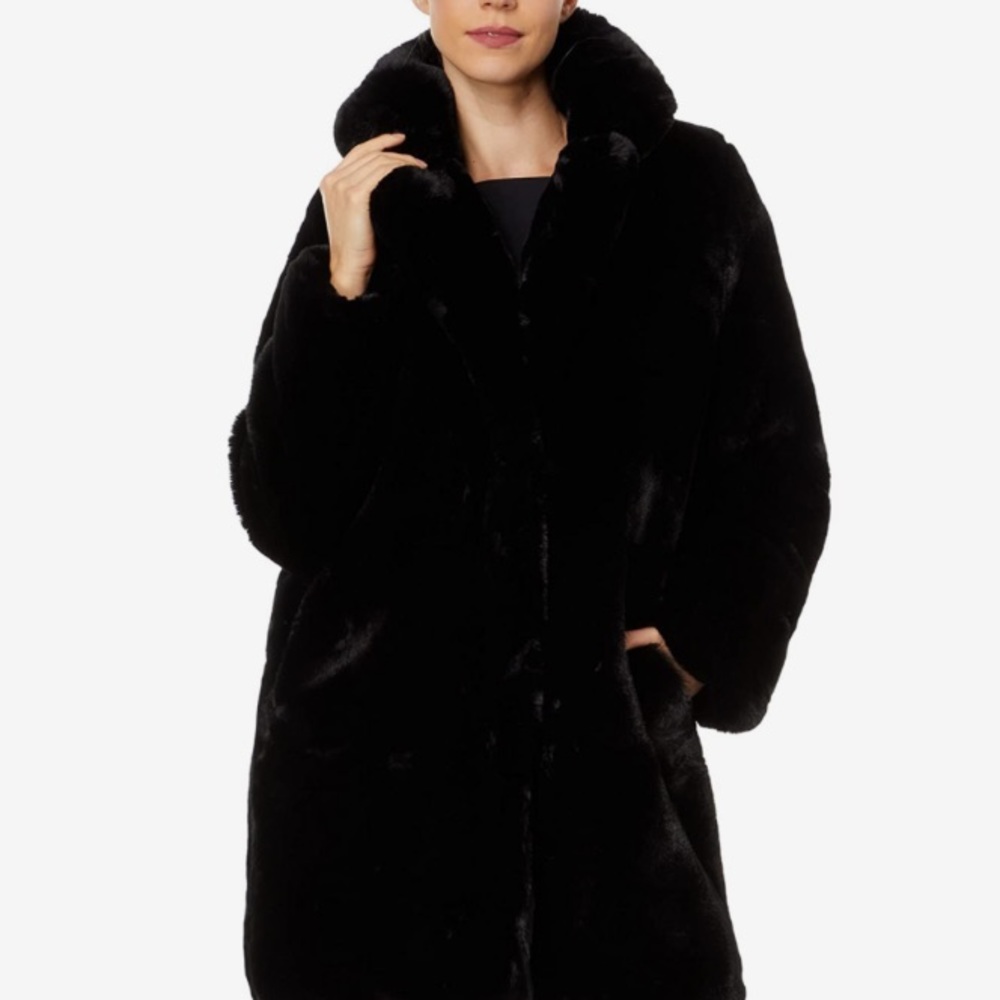 Vintage Black Faux Fur Full Length Coat